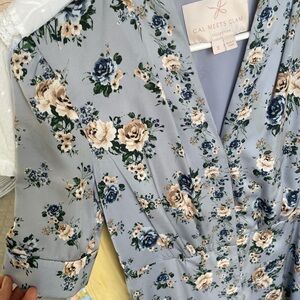 Gal Meets Glam Dusty Blue and Floral Dress